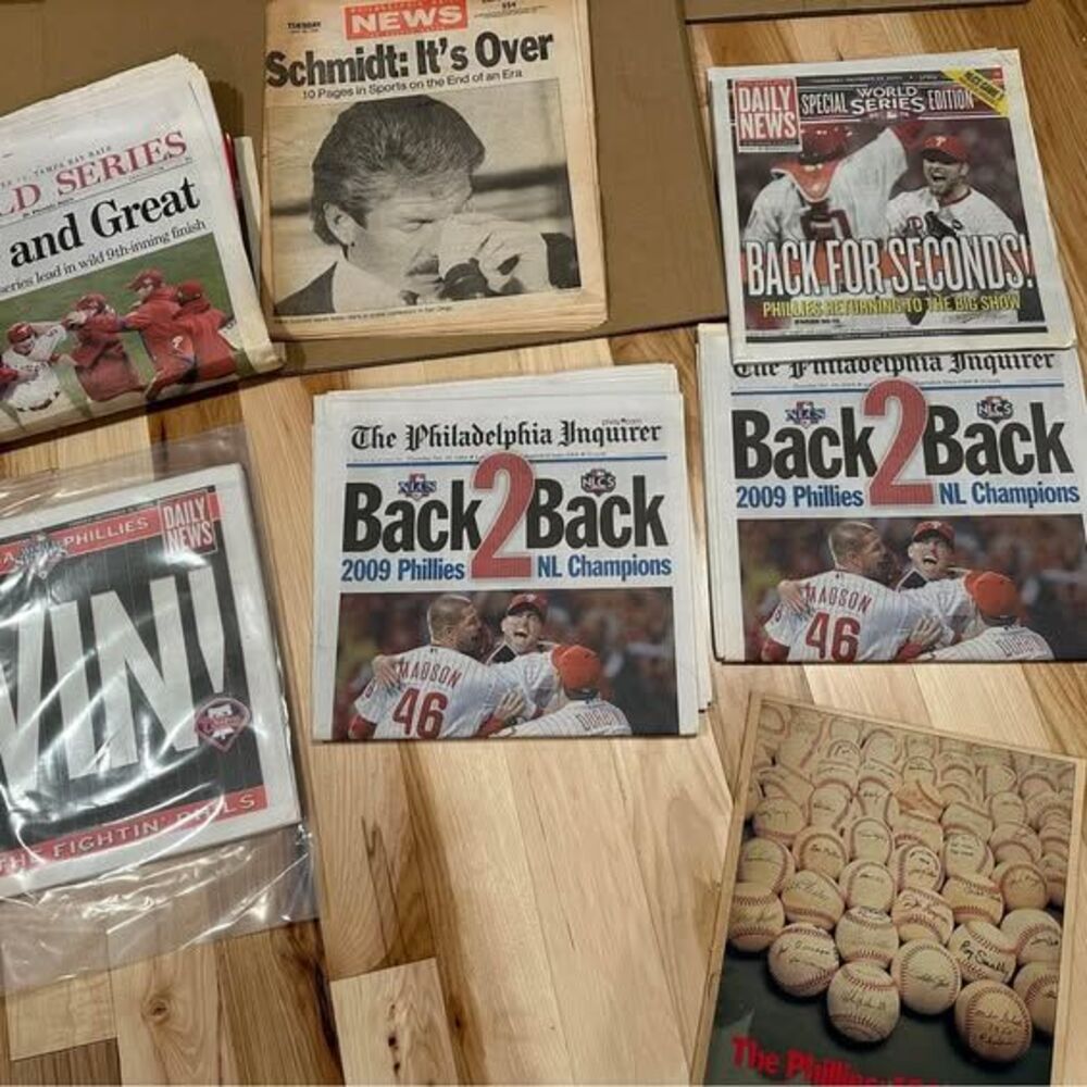 phillies newspaper collection- world series and NL championship-2008;2009;1989;1